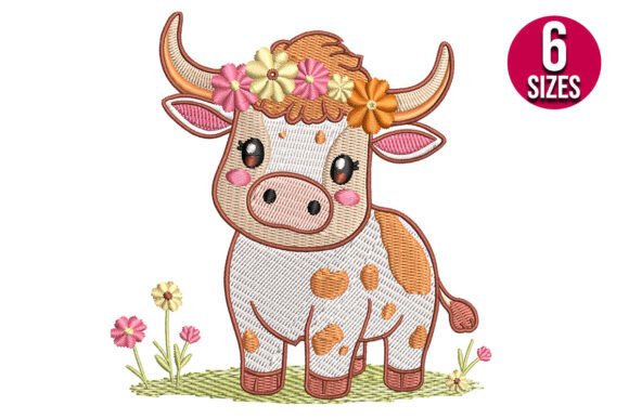 Floral Baby Highland Cow