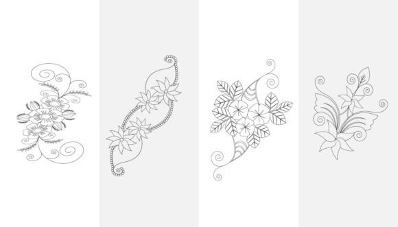 Floral Embroidery Flower Line Art Design
