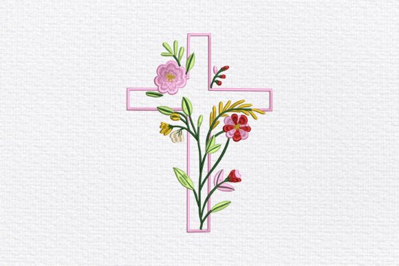 Floral Faith Cross Embroidery