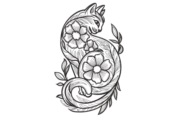 Floral Feline Elegance