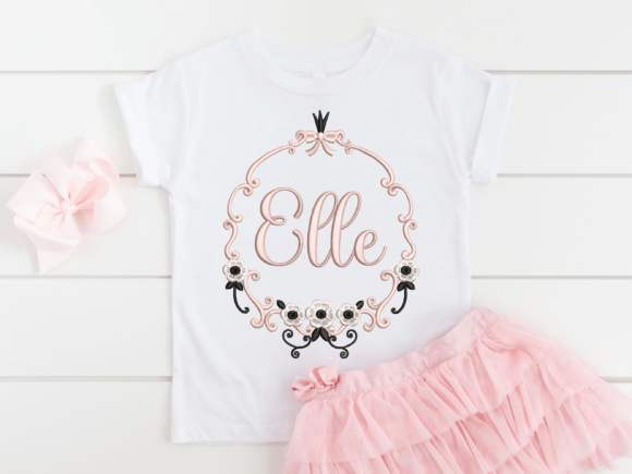 Floral Monogram Frame Machine Embroidery