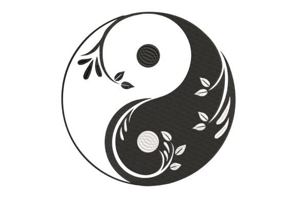 Floral Yin Yang Embroidery Design